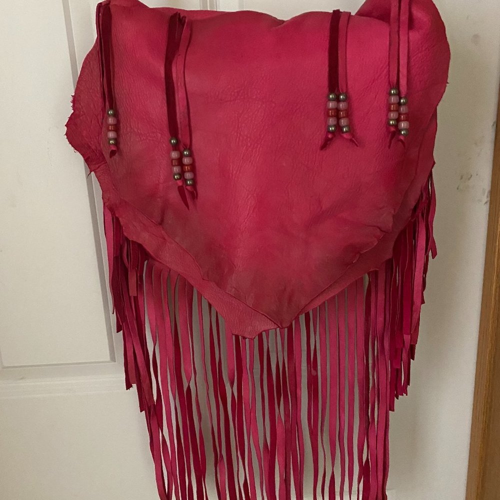 Artisan Boho Hippie Dark Pink Leather Handbag